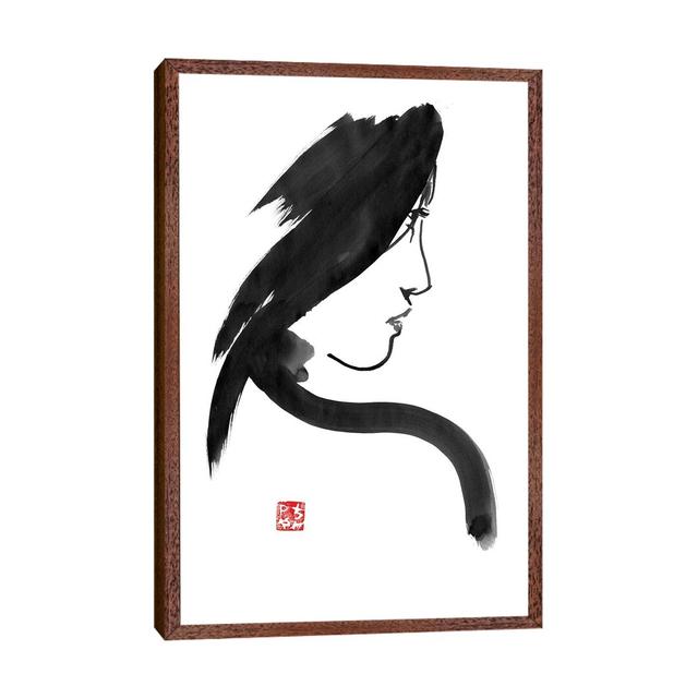 Geisha Profile by Péchane - Print on Canvas Bloomsbury Market Format: Classic Brown Wood Framed, Size: 152.4cm H x 101.6cm W x 3.81cm D on Productcaster.