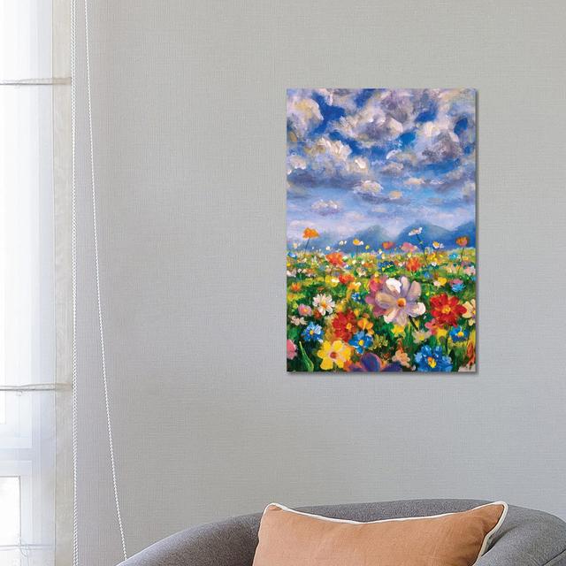 Wildflowers in the Mountains by Valery Rybakow - Wrapped Canvas Painting Marlow Home Co. Size: 66.04cm H x 45.72cm W x 1.91cm D on Productcaster.