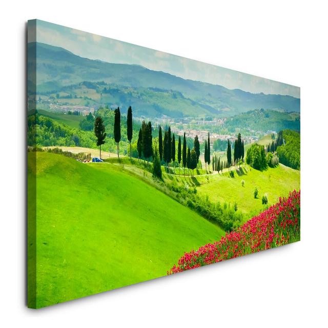 Leinwandbild Berg mit roten Blumen East Urban Home on Productcaster.