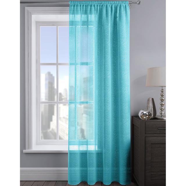 Shimmering Voile Panel 17 Stories Curtain Colour: Teal, Panel Size: 54cm Width x 72cm Drop on Productcaster.