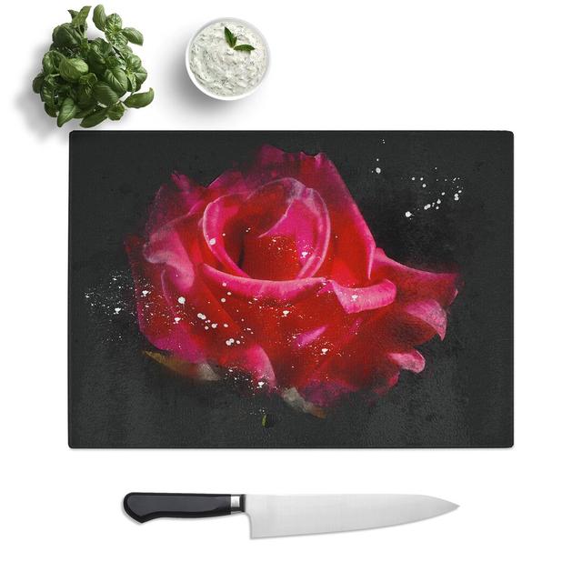 Rose Flower Vol.2 Paint Splash Chopping Board East Urban Home Size: 0.4cm H x 28.5cm W x 39cm L on Productcaster.