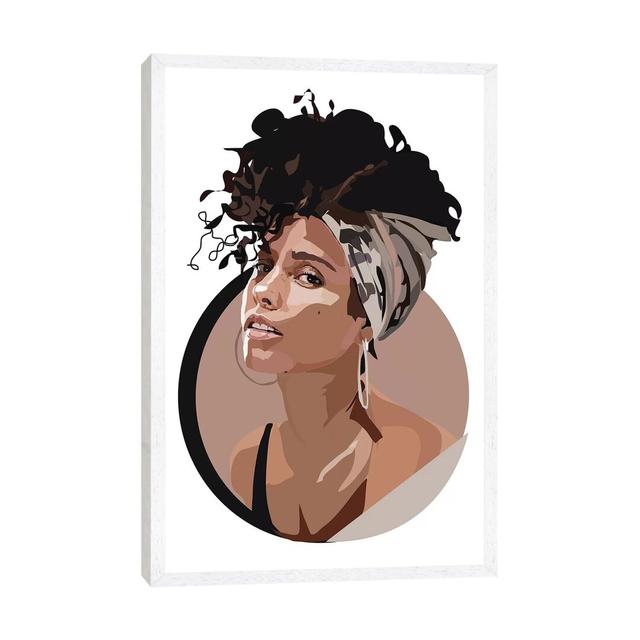 Alicia Keys by Anna Mckay - Print on Canvas Ebern Designs Size: 152.4cm H x 101.6cm W x 3.81cm D, Format: White Framed on Productcaster.