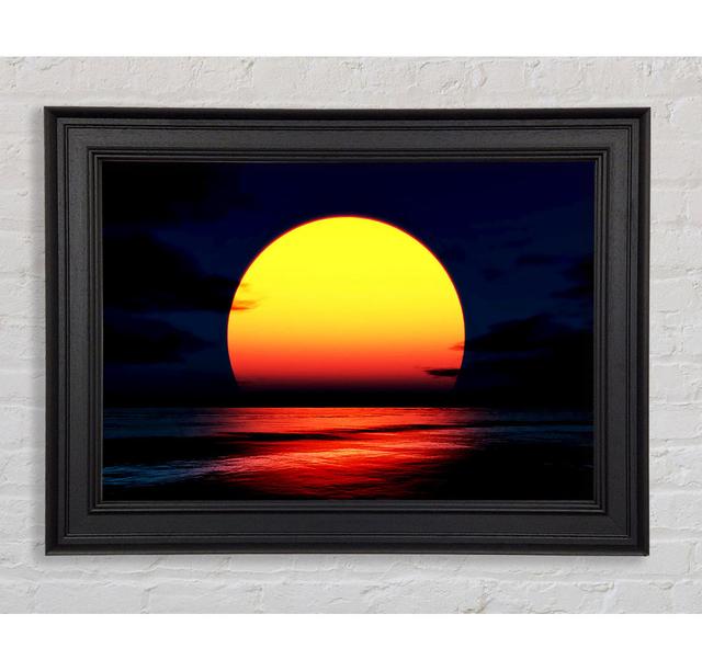 Huge Golden Sun Over Ocean Framed Print Highland Dunes Size: 84.1cm H x 142.2cm W on Productcaster.