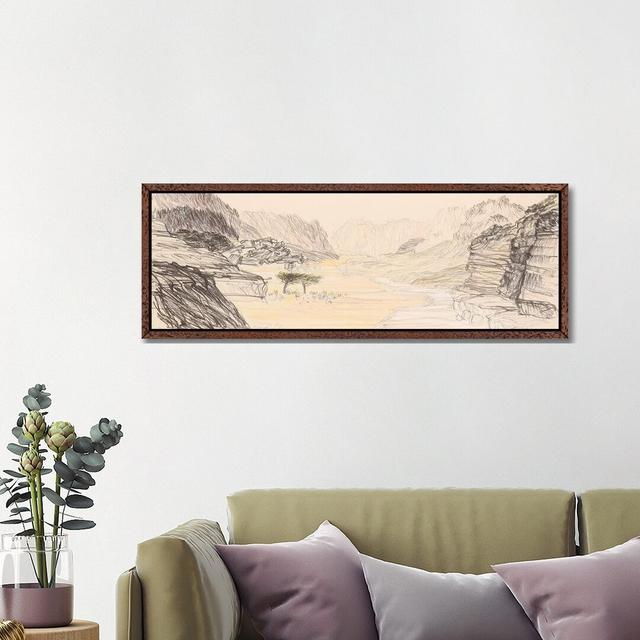 Nahal Nekarot by Itzu Rimmer - Panoramic Print on Canvas Alpen Home Size: 40.64cm H x 121.92cm W x 3.81cm D, Format: Classic Brown Wood Framed on Productcaster.