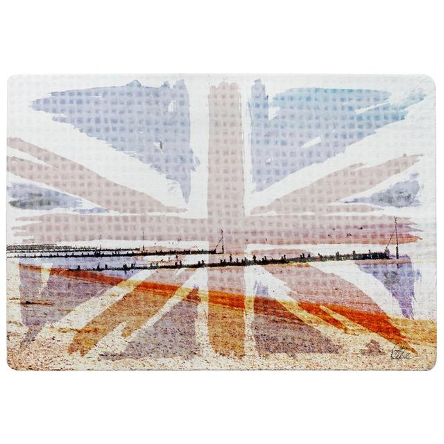 Dobbs Union Jack Beach Designer Shaggy Blue/Red Rug East Urban Home Rug Size: Rectangle 80 x 150cm on Productcaster.