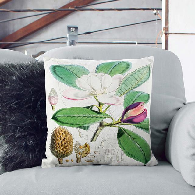 Himalayan Magnolia Flower by W. H. Fitch Cushion with Filling East Urban Home Size: 55cm H x 55cm W x 20cm D, Backing Colour: Black on Productcaster.