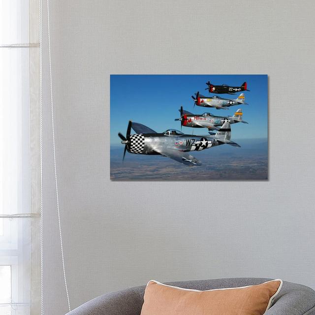 Formation Of P-47 Thunderbolts Flying Over Chino by Phil Wallick - Wrapped Canvas Print Latitude Run Size: 45.72cm H x 66.04cm W x 1.91cm D on Productcaster.