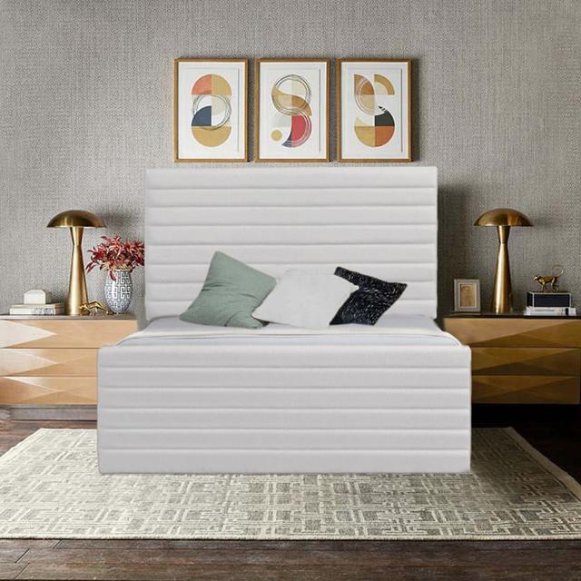 Maizah Upholstered Panel Bed Ebern Designs Upholstery: White, Size: Super King (6') on Productcaster.