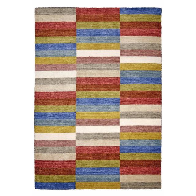 Handmade Rug in Blue with Striped Pattern by 17 Stories, Rug Size: Rectangle 60 x 90cm on Productcaster.