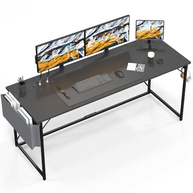 Odoaker Rectangle Writing Desk Borough Wharf Top Colour: Black, Size: 75" H x 140" W x 50" D on Productcaster.