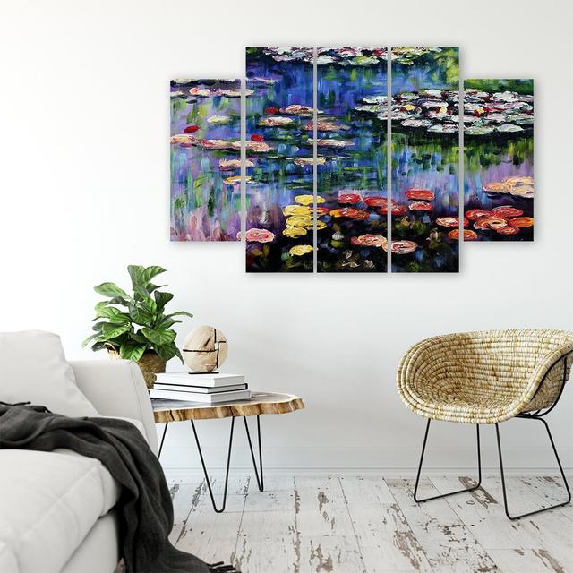 Water Lilies by Claude Monet - 5 Piece No Frame Painting on Canvas Marlow Home Co. on Productcaster.