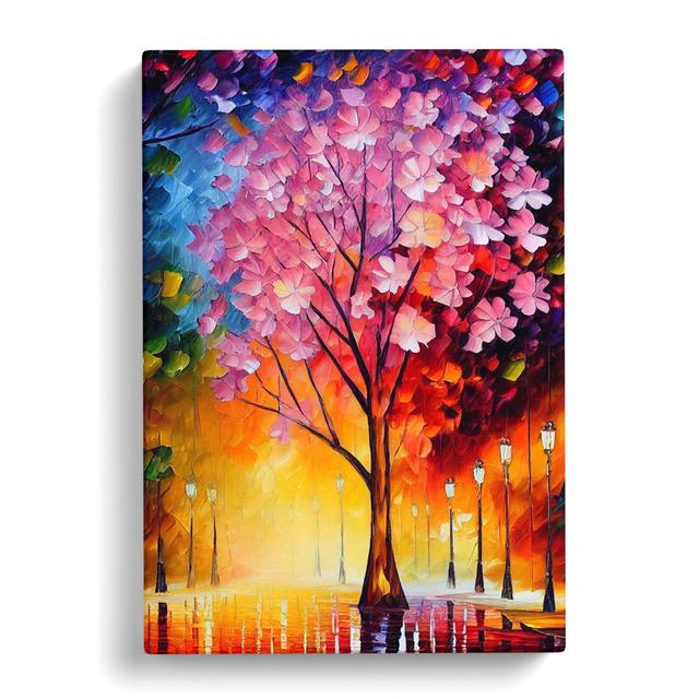 Cherry Blossom Tree in Colour - Wrapped Canvas Graphic Art Marlow Home Co. Size: 60cm H x 40cm W x 3cm D on Productcaster.