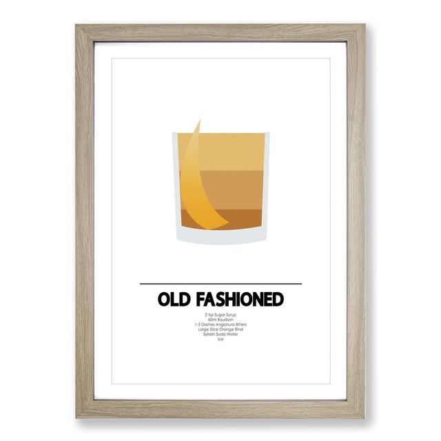 Old Fashioned Cocktail - Picture Frame Graphic Art on MDF East Urban Home Frame Option: Oak Framed, Size: 48cm H x 36cm W x 2cm D on Productcaster.