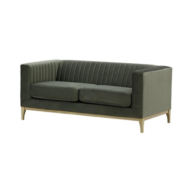 Buie Velvet Sofa Canora Grey Upholstery Colour: Grey, Leg Colour: Wax Black on Productcaster.