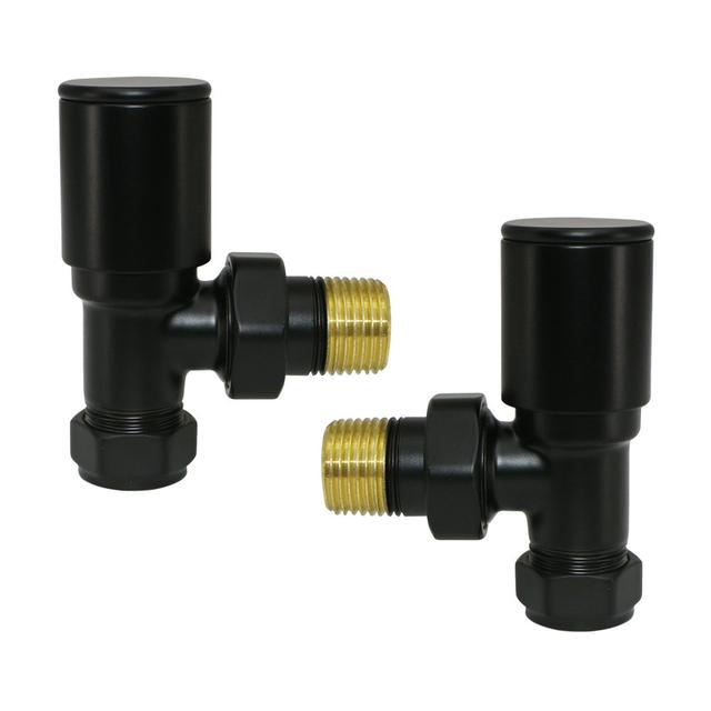 15Mm X 1/2" White Angled Manual Towel Rail Designer Radiator Valves One Pair Belfry Bathroom Finish: Black on Productcaster.