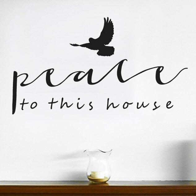 Peace To This House Wall Sticker Maturi Colour: Orange, Size: Large on Productcaster.