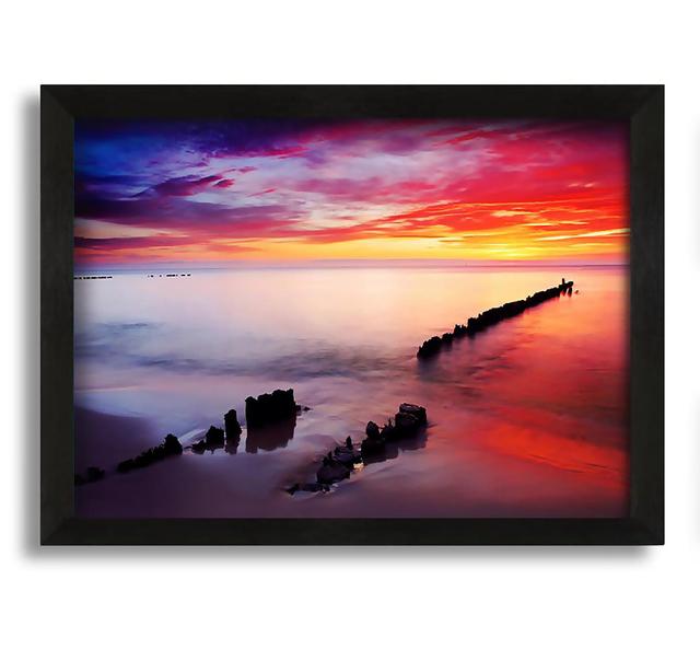 Tranquil Ocean Framed Print House of Hampton Size: 42cm H x 60cm W x 10cm D, Format: Black Framed Canvas on Productcaster.