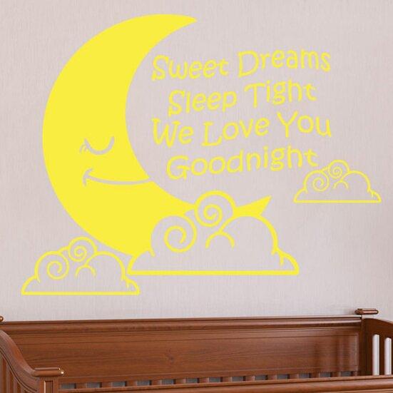 Sweet Dreams Sleep Tight We Love You Goodnight Wall Sticker East Urban Home Size: Medium, Colour: Shiny Gold on Productcaster.