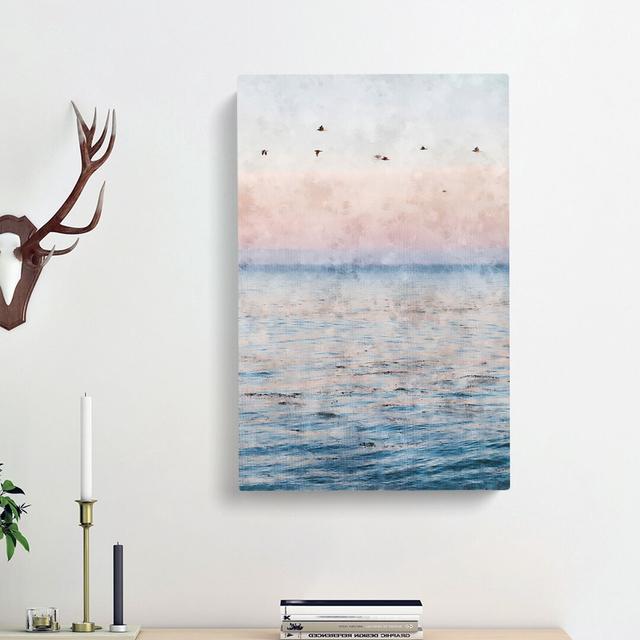 Birds Above The Ocean - Wrapped Canvas Painting East Urban Home Size: 91cm H x 60cm W x 3cm D on Productcaster.