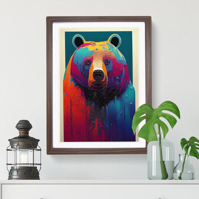 Splashed Bear No.3 - Picture Frame Graphic Art Alpen Home Size: 64cm H x 46cm W x 2cm D, Frame Colour: Walnut Framed on Productcaster.