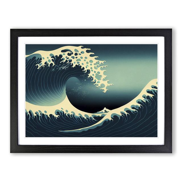 A Fabulous Japanese Wave House of Hampton Frame Colour: Black Framed, Size: 46cm H x 64cm W x 2cm D on Productcaster.