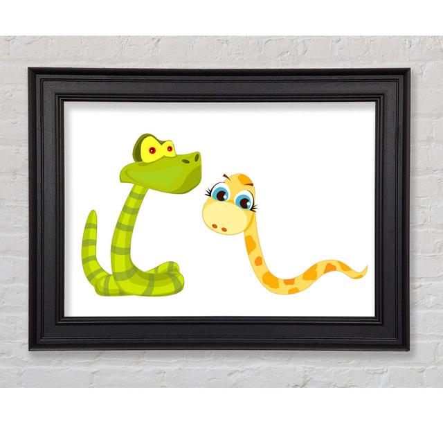 Two Snakes White Framed Print - Single Picture Frame Print on Canvas Zoomie Kids Size: 30cm H x 42cm W x 1.5cm D, Colour: White, Format: Matte Black F on Productcaster.