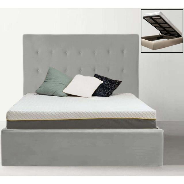 Anterion Upholstered Storage Bed Canora Grey Colour: Silver, Size: Double (4'6) on Productcaster.