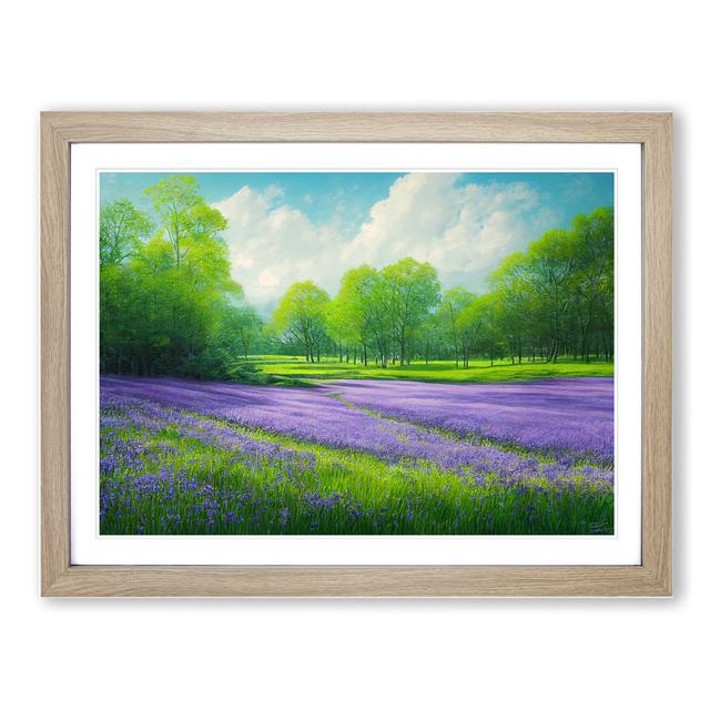 Spectacular Bluebell Field - Single Picture Frame Print Marlow Home Co. Frame Colour: Oak, Size: 34cm H x 46cm W x 2cm D on Productcaster.