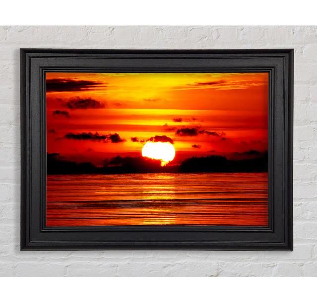 The Red Sunset Framed Print House of Hampton Size: 100cm H x 141.4cm W x 8cm D, Format: Black Framed Paper on Productcaster.