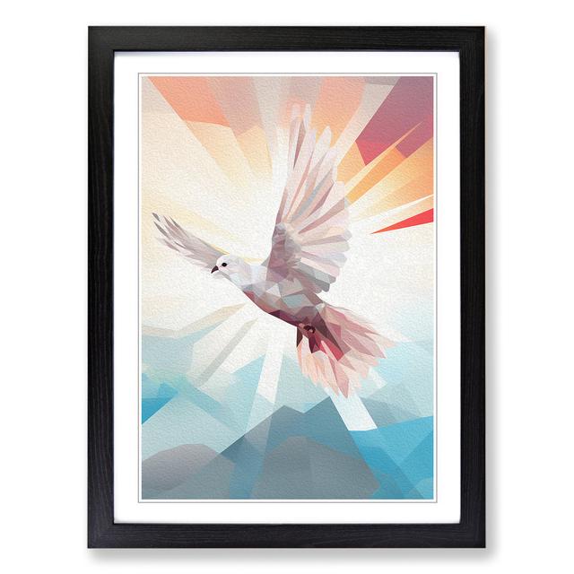 Dove Bird Geometric No.2 - Print Marlow Home Co. Size: 34cm H x 25cm W x 2cm D, Frame Colour: Black on Productcaster.