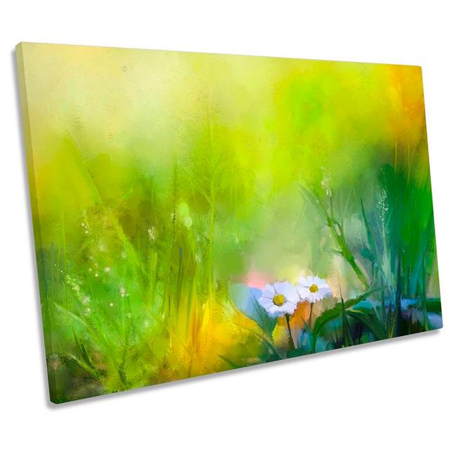 Green Grass Flower Paint Repro - Wrapped Canvas Print Rosalind Wheeler Size: 61cm H x 91.4cm W x 4cm D on Productcaster.