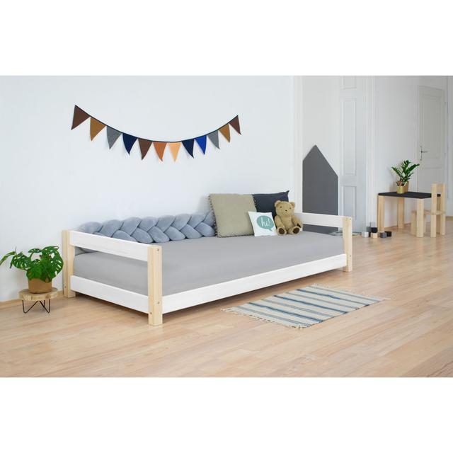 Children''s Wooden Bed KIDDY With Two Headboards 80x160 cm Grey Isabelle & Max Size: 90 x 190 cm, Colour (Bed Frame): Natural Decor/White on Productcaster.