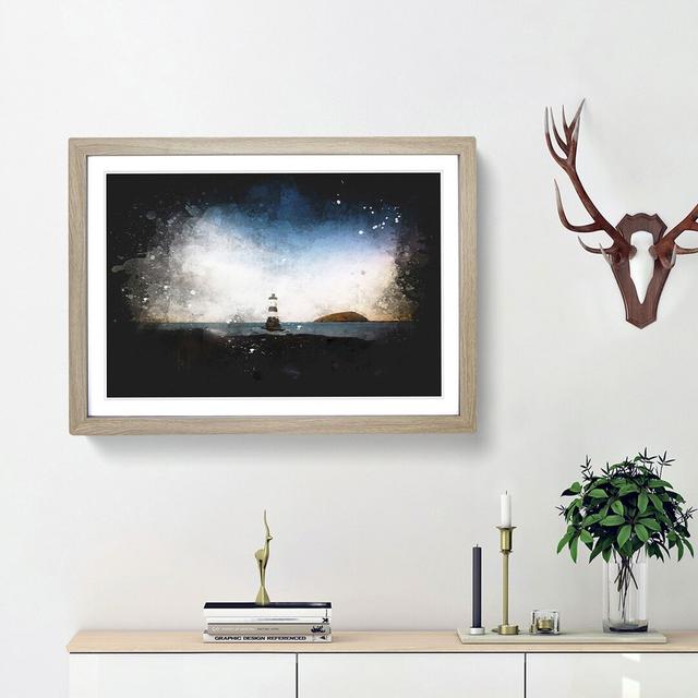 Lighthouse And Seascape At Dusk - Single Picture Frame Print on MDF East Urban Home Frame Option: Oak Framed, Size: 33cm H x 45cm W x 2cm D on Productcaster.