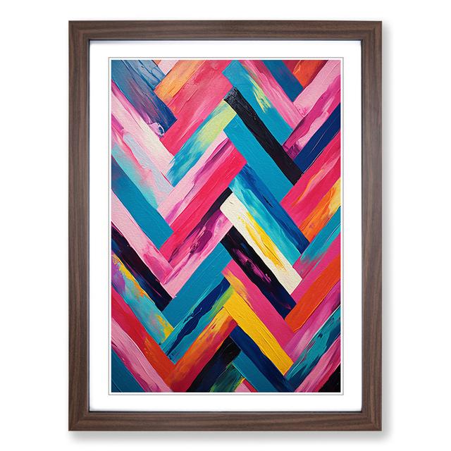 Chevrons Action - Print George Oliver Size: 34cm H x 25cm W x 2cm D, Format: Walnut Framed on Productcaster.