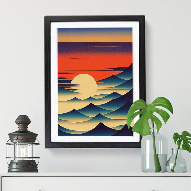 Milam Japanese Sunset Art Deco - Picture Frame Print Alpen Home Size: 46cm H x 34cm W x 2cm D, Frame Option: Walnut on Productcaster.