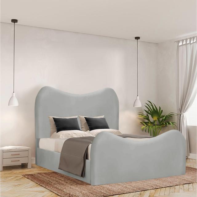 Azairah Bed Frame - Plush Velvet Brayden Studio Colour: Light Silver, Size: Small Double (4') on Productcaster.