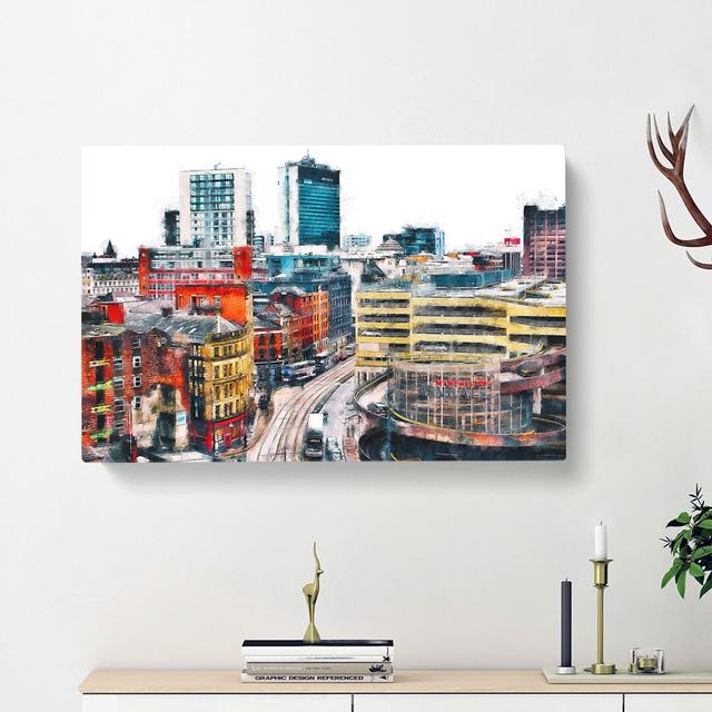 The Manchester Skyline - Wrapped Canvas Painting East Urban Home Size: 60cm H x 91cm W x 3cm D on Productcaster.