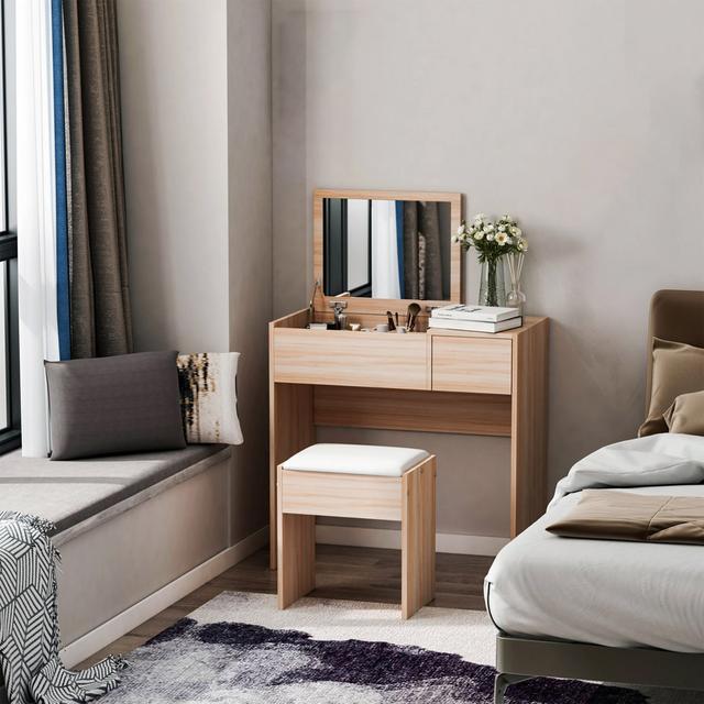 Gamby Dressing Table Set with Mirror Brayden Studio Colour: Brown on Productcaster.