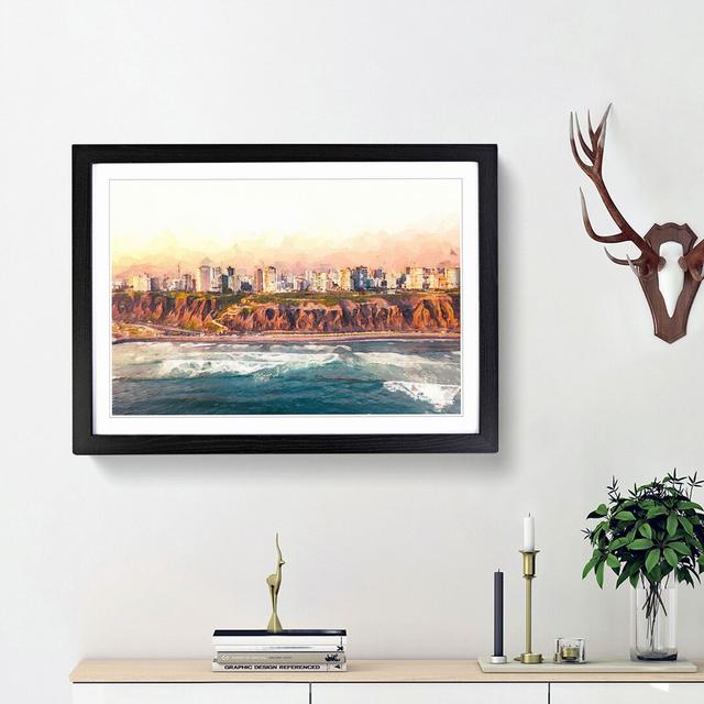 Lima Skyline in Peru in Abstract - Picture Frame Graphic Art Print East Urban Home Frame Option: Black Framed, Size: 62cm H x 87cm W x 2cm D on Productcaster.