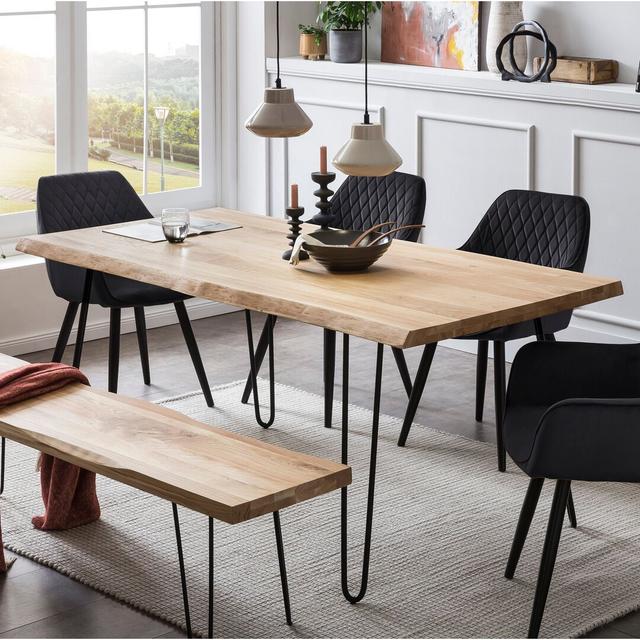 Mayra Acacia Solid Wood Dining Table Natur Pur Size: H77 x L220 x W100cm on Productcaster.