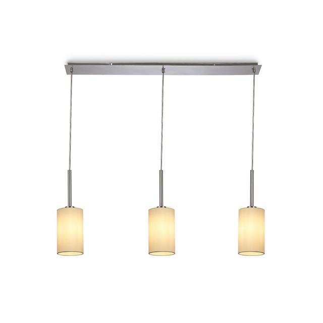 Baymont Polished Chrome 3 Light E27 3M Linear Pendant, C/W 120Mm Faux Silk Shade, Ivory Pearl/White Laminate Deco on Productcaster.