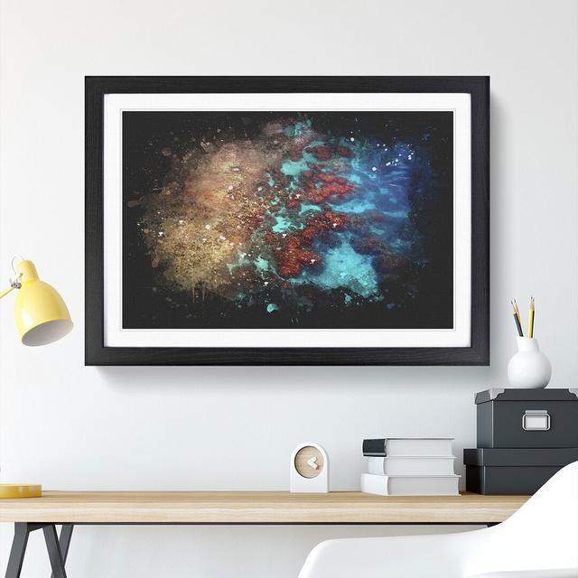 The Great Barrier Reef Coral Paint Splash - Picture Frame Graphic Art East Urban Home Size: 48cm H x 65cm W x 2cm D, Frame Option: Black Framed on Productcaster.