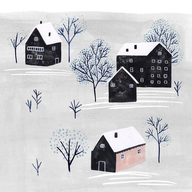 Snowy Village II by Melissa Wang - Wrapped Canvas Painting Print Rosalind Wheeler Size: 30cm H x 30cm W on Productcaster.