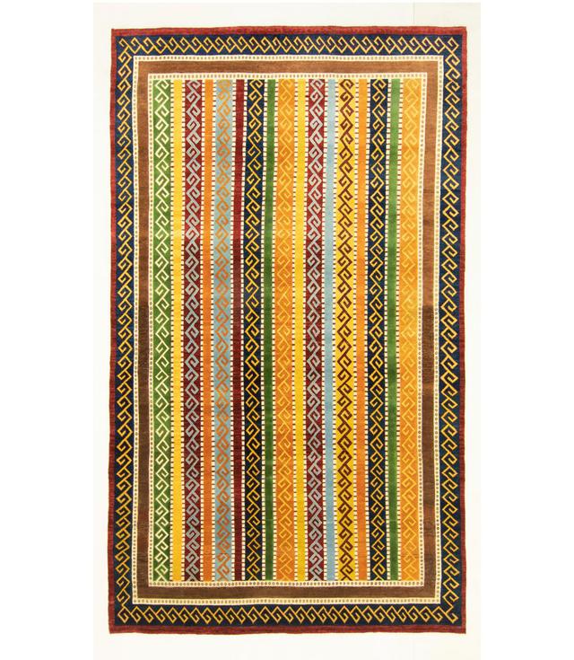 Qulin Striped Handmade Hand-Knotted Multicolor Area Rug Set Gracie Oaks Rug Size: Rectangle 170 x 240cm on Productcaster.