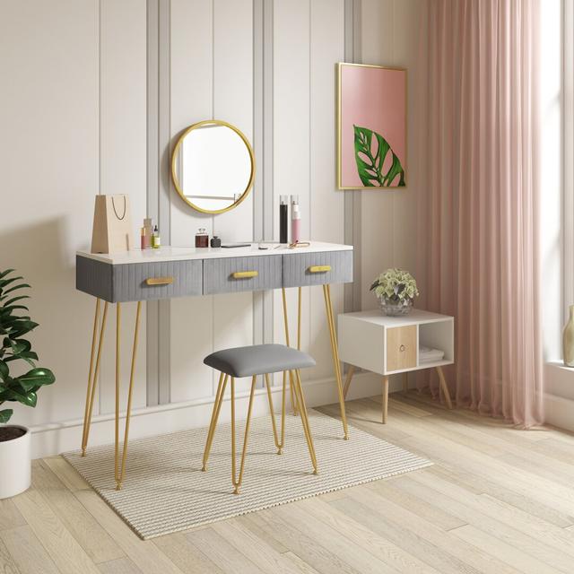 Lebron Dressing Table with Mirror Etta Avenue on Productcaster.