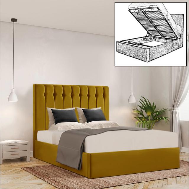 Ayriauna Upholstered Storage Bed Canora Grey Colour: Turmeric, Size: Super King (6') on Productcaster.