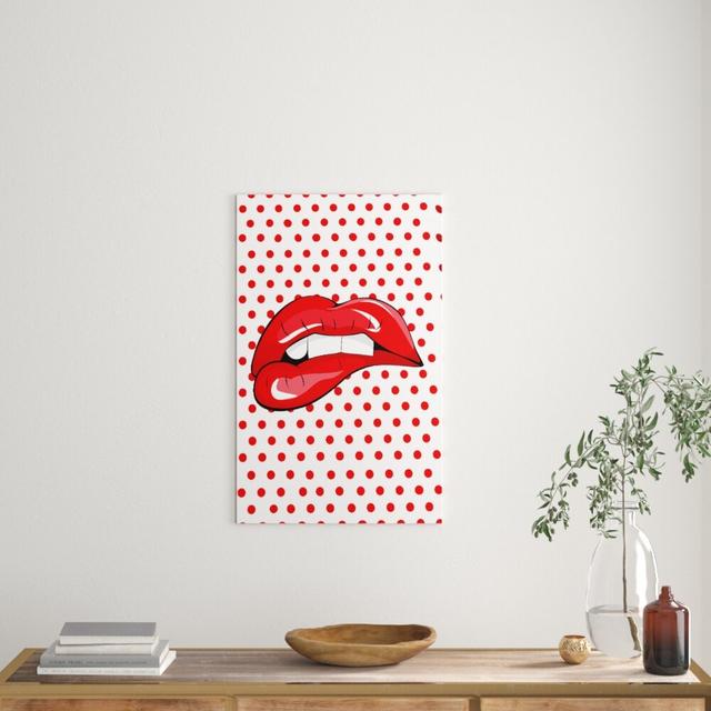 Children's 'Red Lips 1' Graphic Art Print on Canvas East Urban Home Size: 121.9 cm H x 81.3 cm W on Productcaster.