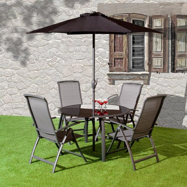 4-Sitzer Gartengarnitur Landa mit Sonnenschirm Garten Living on Productcaster.