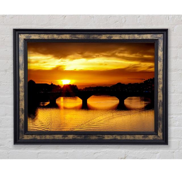 Sunset Over Florence River - Single Picture Frame Art Prints Bright Star Size: 100cm H x 141.4cm W x 8cm D on Productcaster.