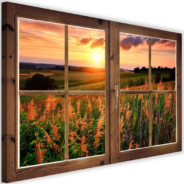 Canvas Print, Orange Landscapes Ebern Designs Size: 80Cm H x 120Cm W on Productcaster.